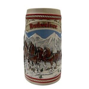 Snow Capped Mountains Stein 1985 Budweiser Holiday Series CS63 Ceramarte Brazil